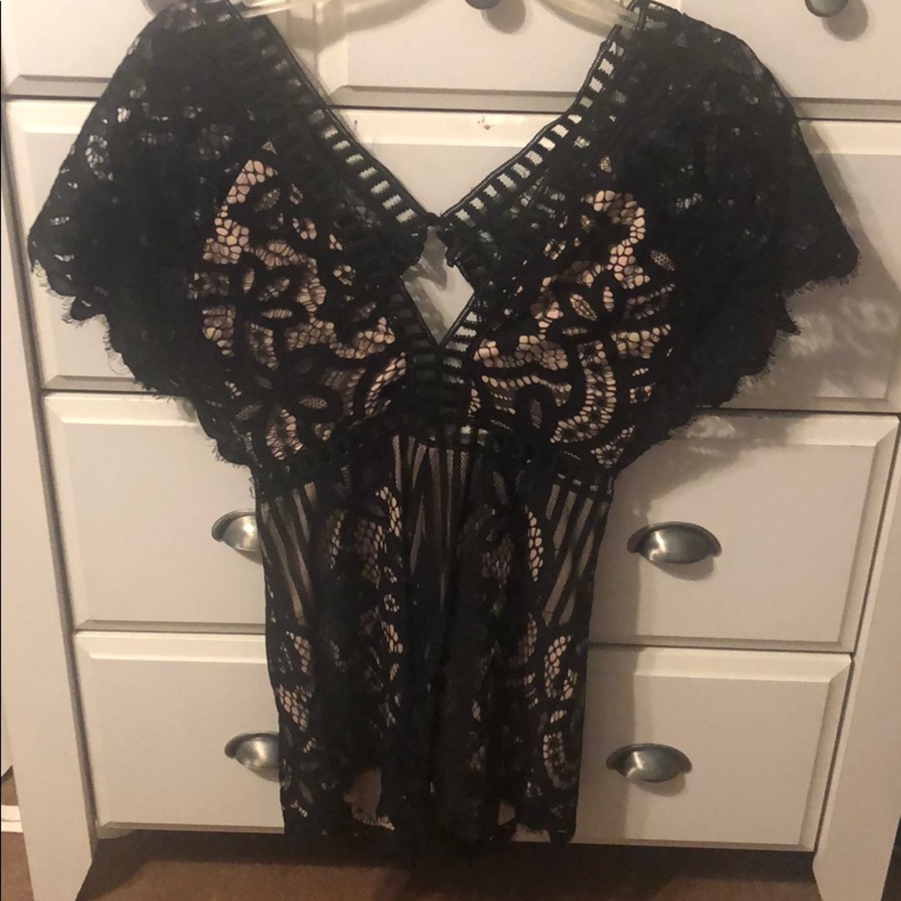 Black lace romper